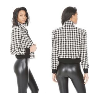 Generation Love Women's Blk/Cream Logan Metallic Sparkle Zip Dressy Jacket SZ L